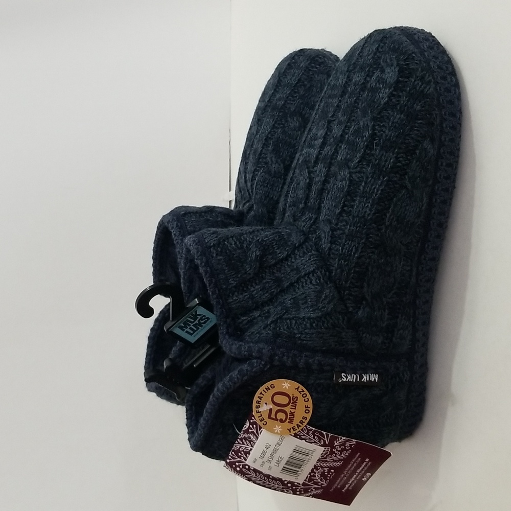 Muk Luks Navy Blue Women's Comfy Faux Fur Slippers Size Large - Picture 2 of 4